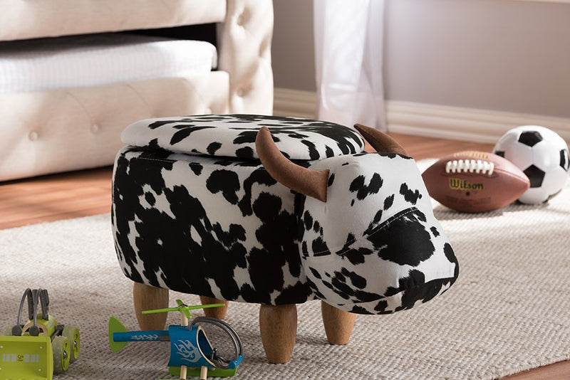 Jaxson Wool Upholstered Buffalo Storage Ottoman iHome Studio