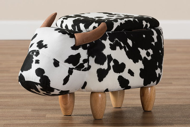 Jaxson Wool Upholstered Buffalo Storage Ottoman iHome Studio