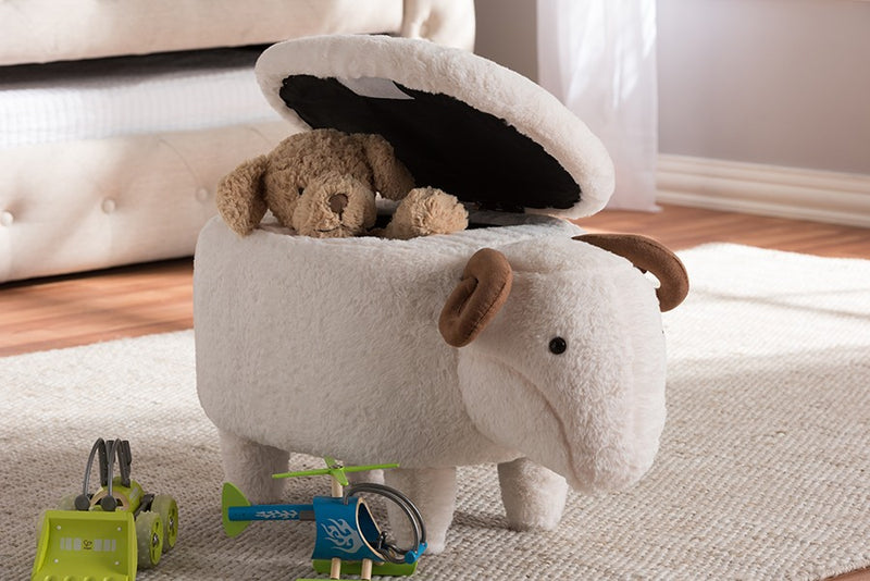 Bryson Wool Upholstered Sheep Storage Ottoman iHome Studio