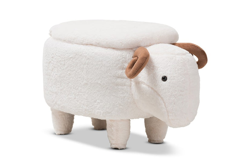 Bryson Wool Upholstered Sheep Storage Ottoman iHome Studio