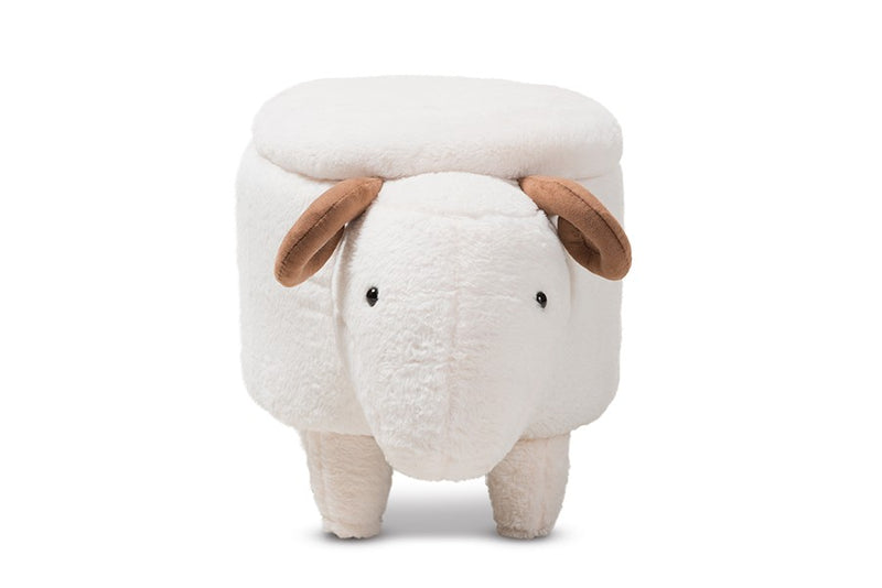 Bryson Wool Upholstered Sheep Storage Ottoman iHome Studio