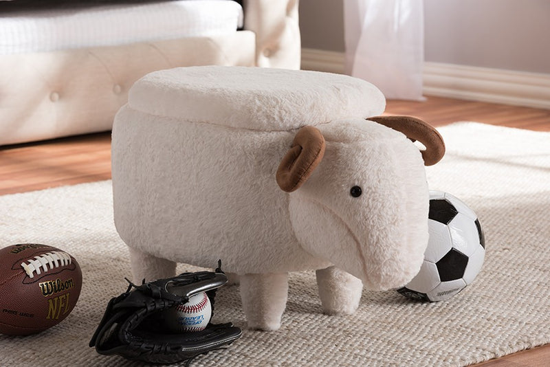 Bryson Wool Upholstered Sheep Storage Ottoman iHome Studio