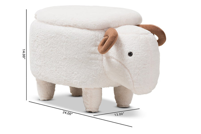 Bryson Wool Upholstered Sheep Storage Ottoman iHome Studio