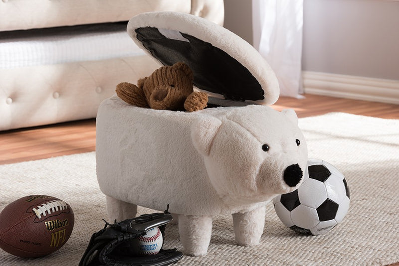 Sebastian Wool Upholstered Bear Storage Ottoman iHome Studio