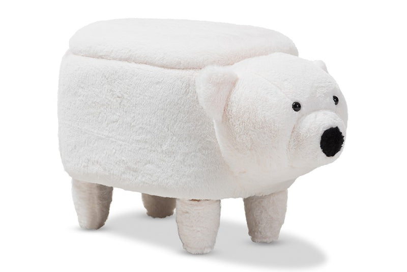 Sebastian Wool Upholstered Bear Storage Ottoman iHome Studio