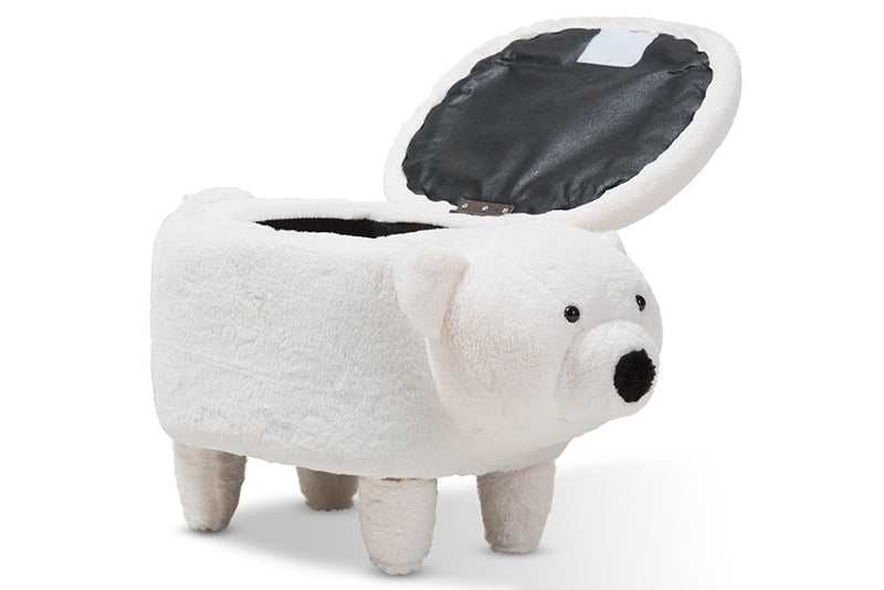 Sebastian Wool Upholstered Bear Storage Ottoman iHome Studio