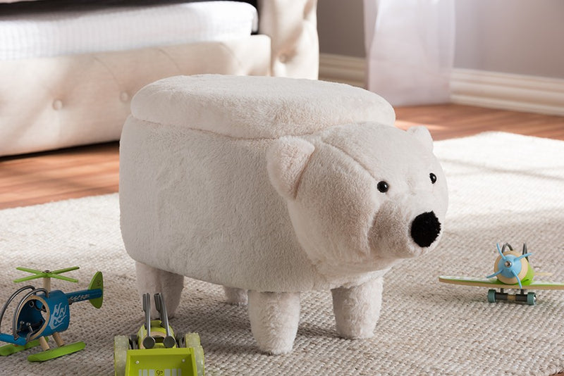 Sebastian Wool Upholstered Bear Storage Ottoman iHome Studio