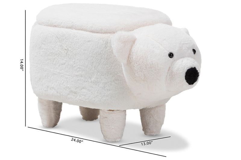 Sebastian Wool Upholstered Bear Storage Ottoman iHome Studio