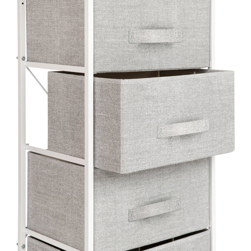 4 Drawer Vertical Storage Dresser w/Dark Grey Easy Pull Fabric Drawers iHome Studio
