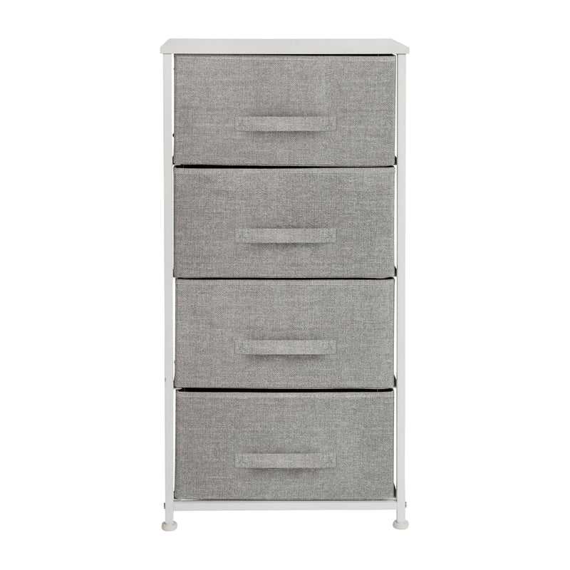 4 Drawer Vertical Storage Dresser w/Dark Grey Easy Pull Fabric Drawers iHome Studio