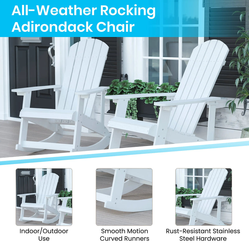 5 Piece All-Weather Poly Resin Wood Adirondack Rocking Chairs w/Fire Pit iHome Studio
