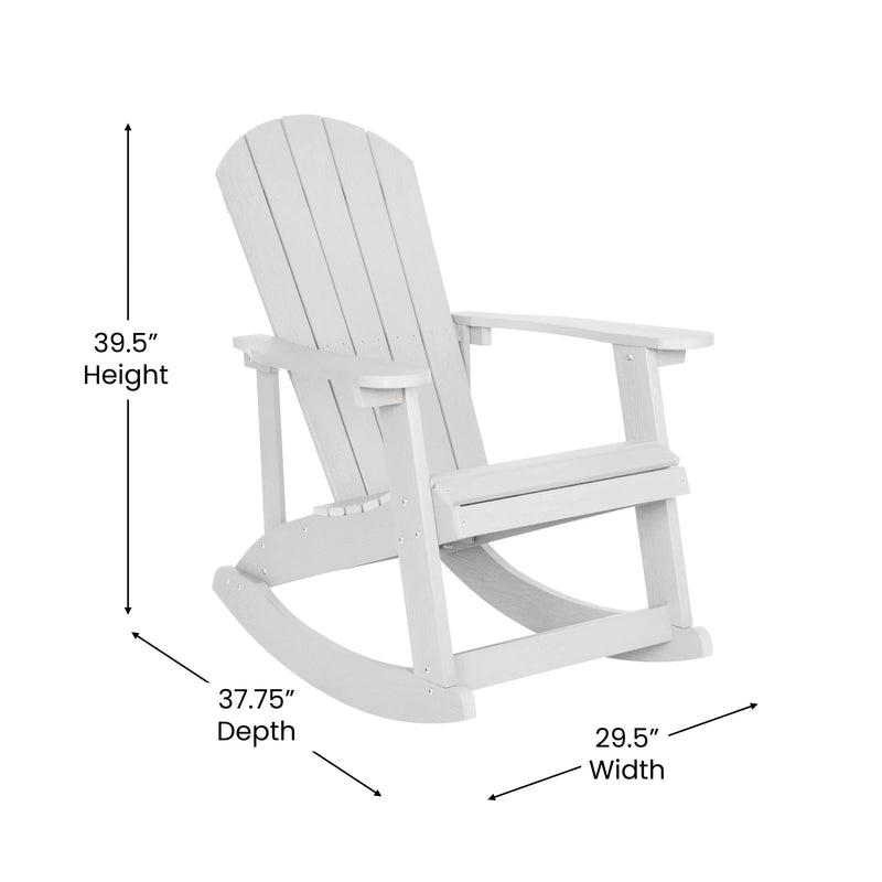 5 Piece All-Weather Poly Resin Wood Adirondack Rocking Chairs w/Fire Pit iHome Studio
