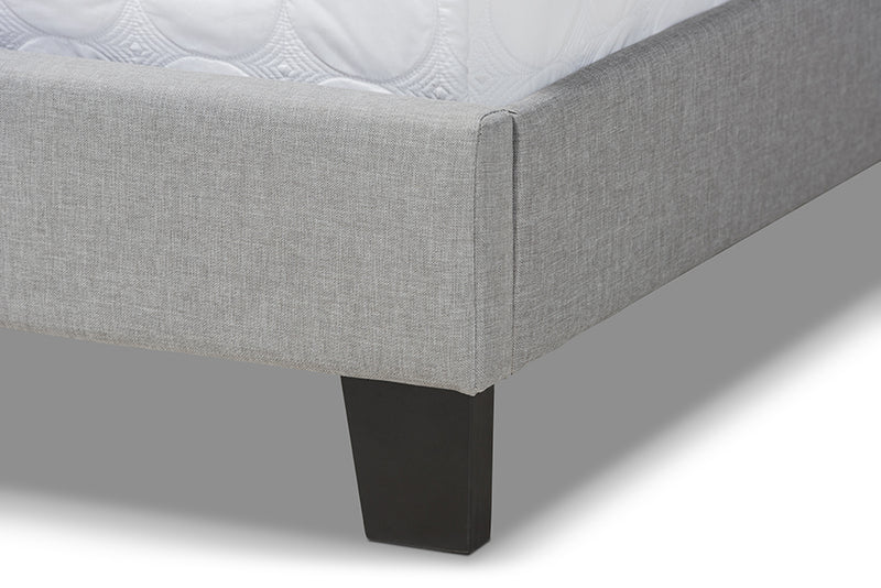 Tristan Gray Linen Fabric Panel Bed with Nailhead Trim (King) iHome Studio