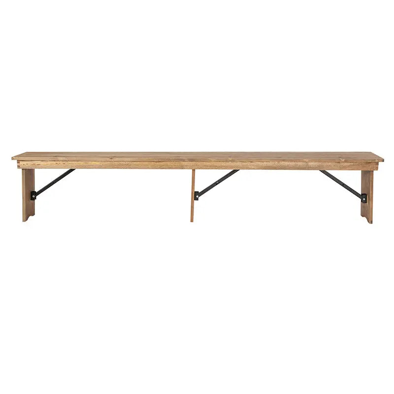 8' x 12'' Antique Solid Pine Folding Farm Bench with 3 Legs iHome Studio