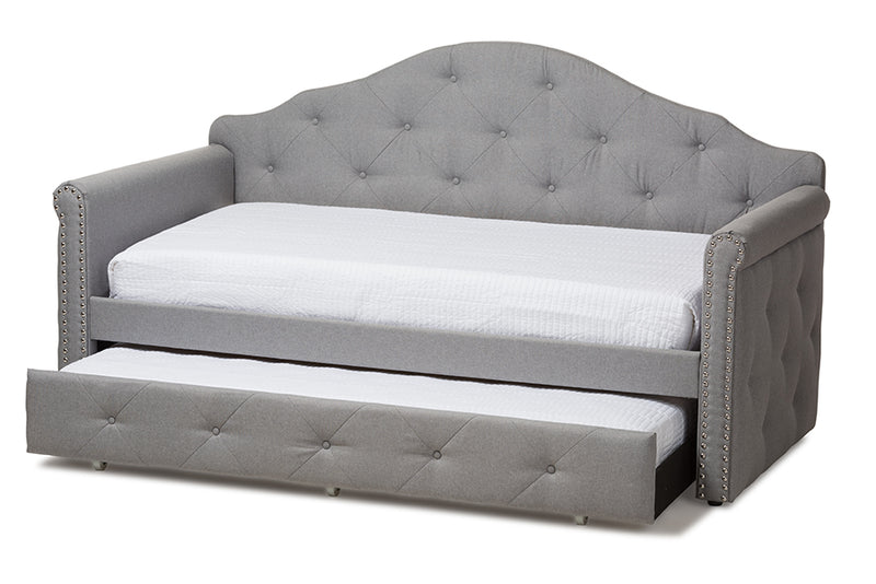 Bristol Gray Fabric Upholstered Daybed w/Trundle iHome Studio