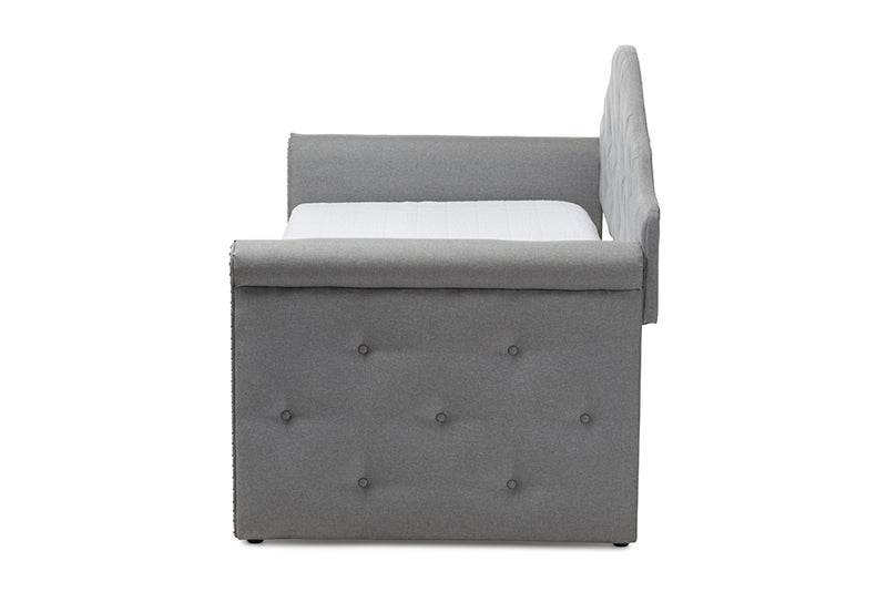 Bristol Gray Fabric Upholstered Daybed w/Trundle iHome Studio