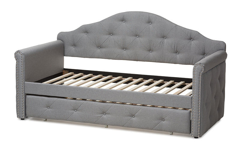 Bristol Gray Fabric Upholstered Daybed w/Trundle iHome Studio