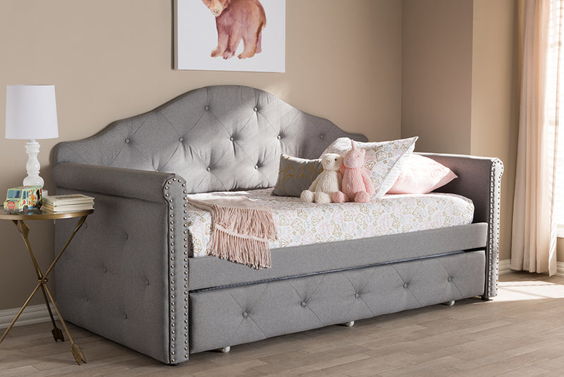 Bristol Gray Fabric Upholstered Daybed w/Trundle iHome Studio