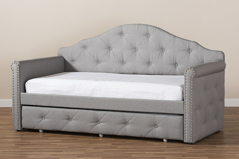 Bristol Gray Fabric Upholstered Daybed w/Trundle iHome Studio