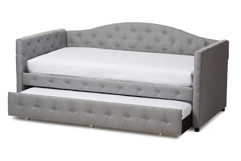 Allyson Gray Fabric Upholstered Daybed w/Trundle iHome Studio