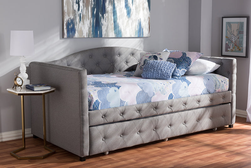 Allyson Gray Fabric Upholstered Daybed w/Trundle iHome Studio