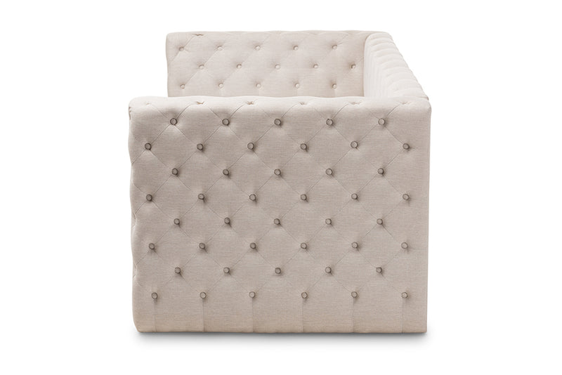 Raven Classic And Contemporary Light Beige Fabric Upholstered Daybed w/Trundle iHome Studio