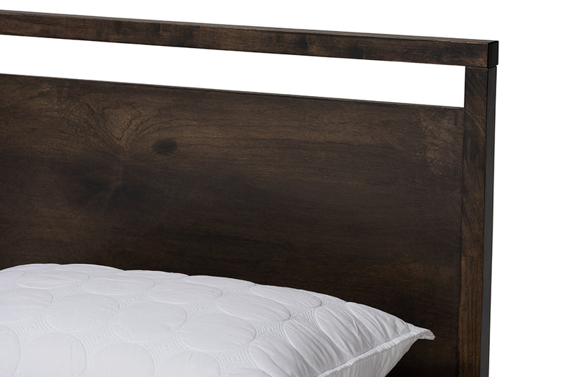 Kinsley Ash Brown Wood Platform Bed (Queen) iHome Studio