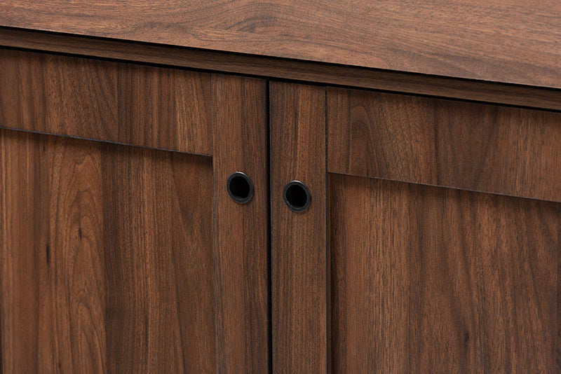 Fella Walnut Brown finished 2-Door Wood Entryway Shoe Storage Cabinet iHome Studio