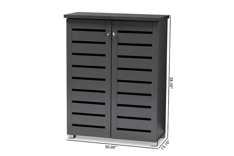 Verdell Dark Gray 2-Door Wooden Entryway Shoe Storage Cabinet iHome Studio