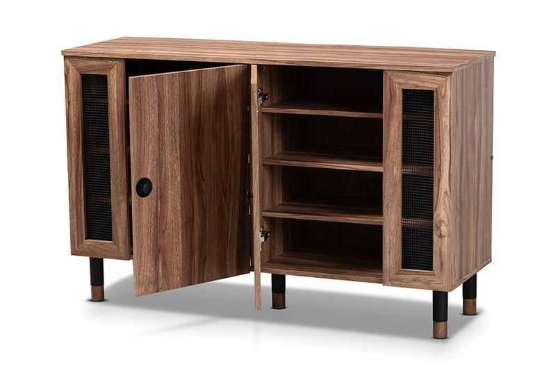 Kenzie 2-Door Wood Entryway Shoe Storage Cabinet w/Screen Inserts iHome Studio