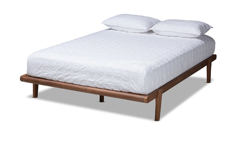 Adeline Walnut Brown Wood Platform Bed (Full) iHome Studio