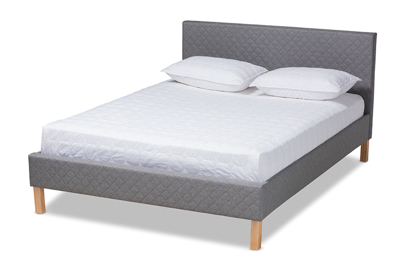 Evelyn Gray Fabric Upholstered Platform Bed (King) iHome Studio