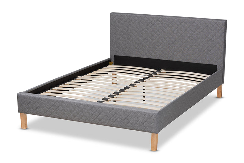 Evelyn Gray Fabric Upholstered Platform Bed (King) iHome Studio