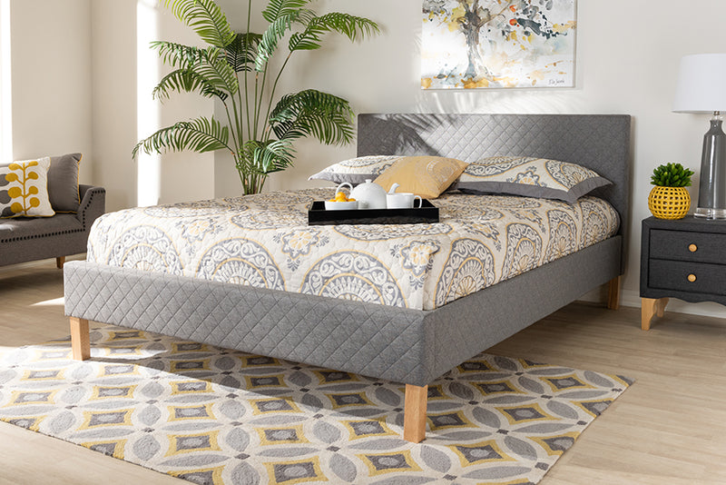 Evelyn Gray Fabric Upholstered Platform Bed (King) iHome Studio