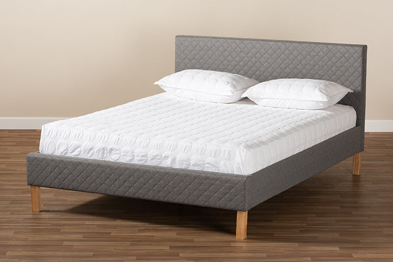 Evelyn Gray Fabric Upholstered Platform Bed (King) iHome Studio