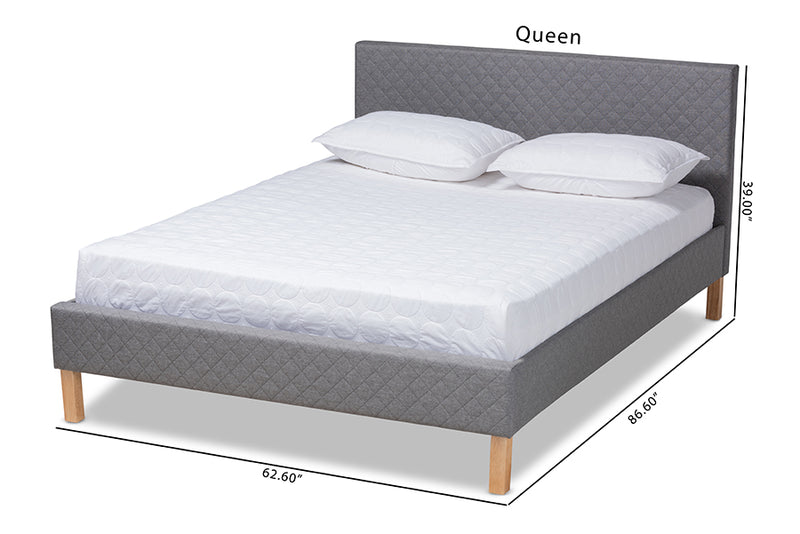 Evelyn Gray Fabric Upholstered Platform Bed (King) iHome Studio