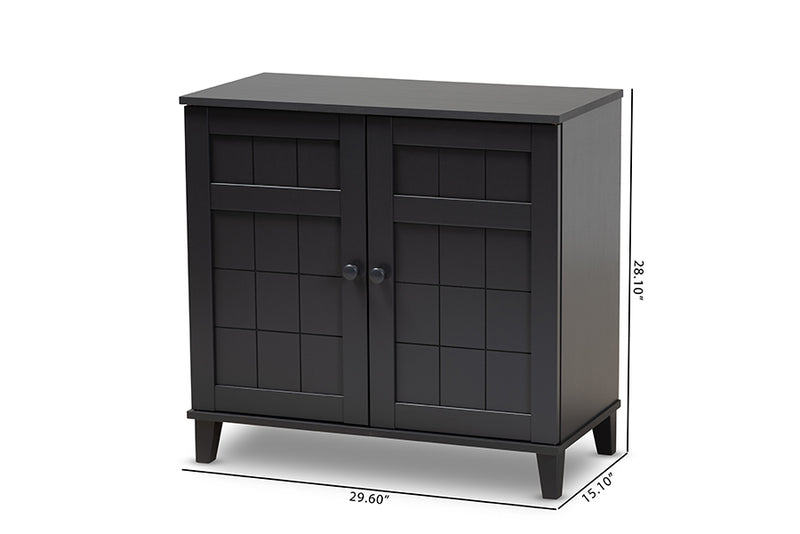 Jesse Dark Grey Finished 4-Shelf Wood Shoe Storage Cabinet iHome Studio