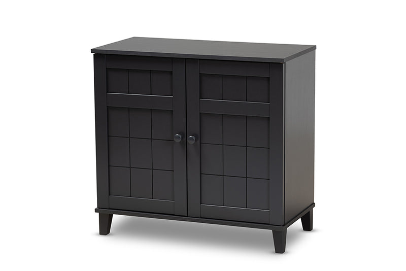 Jesse Dark Grey Finished 4-Shelf Wood Shoe Storage Cabinet iHome Studio