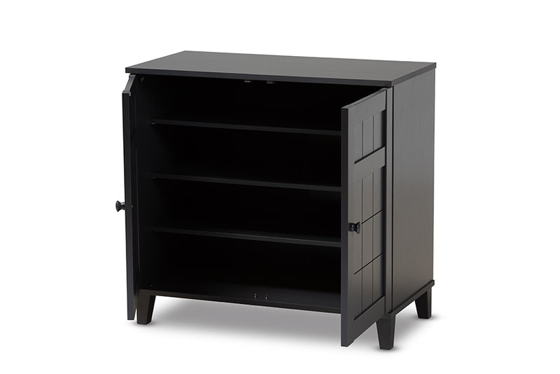 Jesse Dark Grey Finished 4-Shelf Wood Shoe Storage Cabinet iHome Studio