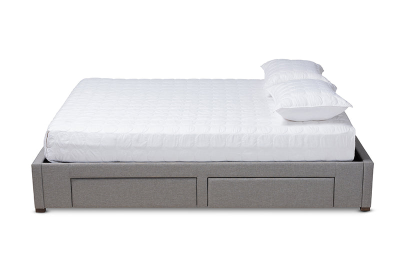 Hailey Light Gray Fabric 4-Drawer Platform Storage Bed (Queen) iHome Studio