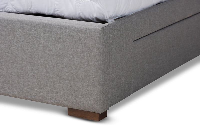 Hailey Light Gray Fabric 4-Drawer Platform Storage Bed (Queen) iHome Studio