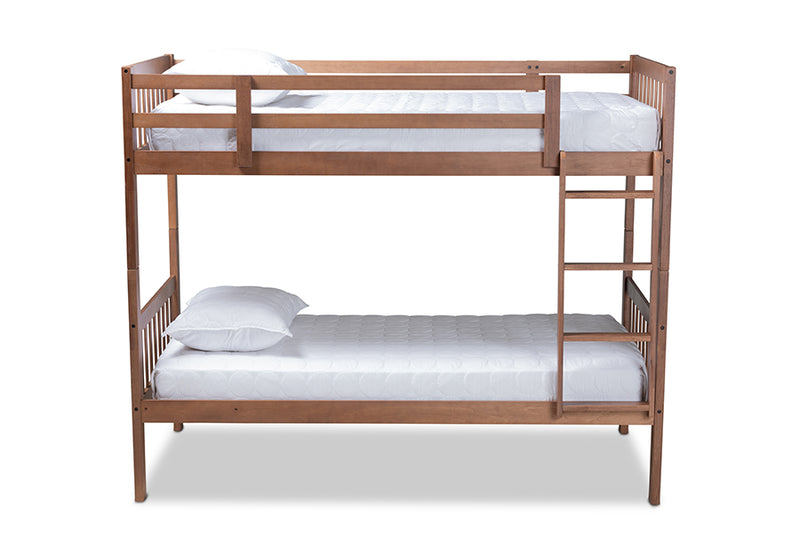 Madelyn Walnut Brown Wood Bunk Bed (Twin) iHome Studio