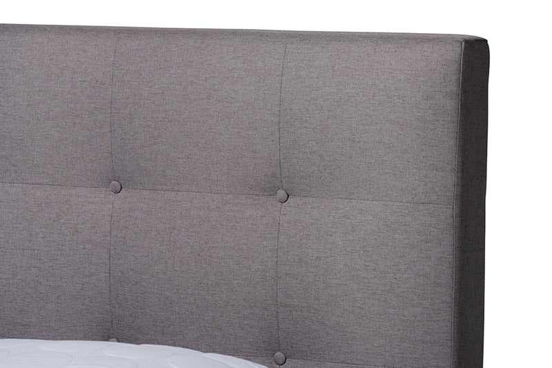 Raelynn Gray Fabric Upholstered Walnut Wood Bed (King) iHome Studio