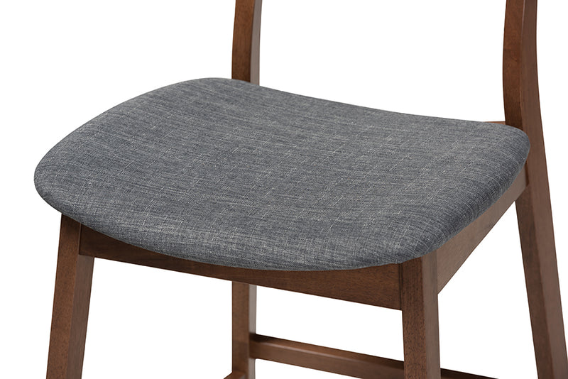 Tanner 2pcs Dark Gray Fabric Upholstered Walnut Finished Wood Counter Stool iHome Studio