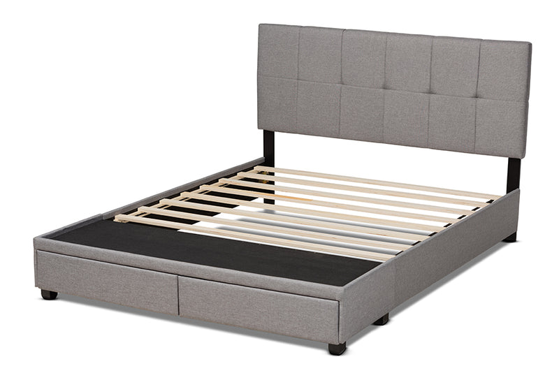 Clara Light Gray Fabric 2-Drawer Platform Storage Bed (King) iHome Studio