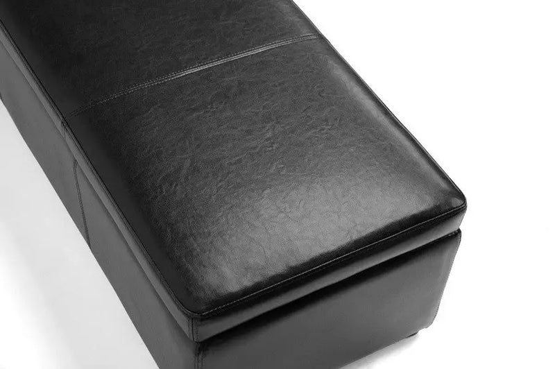 Aaron Black Modern Storage Ottoman w/Polyurethane-Coat Leather Upholstery iHome Studio