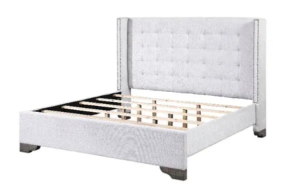 Abbot California King Bed, Fully Padded Headboard - White iHome Studio