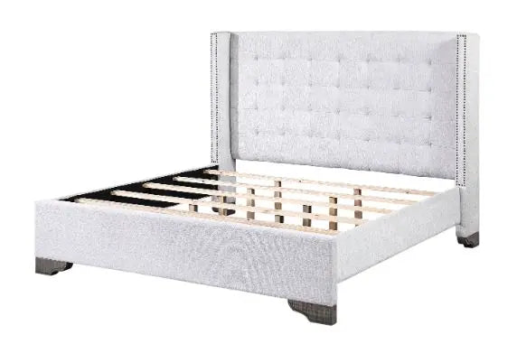 Abbot King Bed, Fully Padded Headboard - White iHome Studio