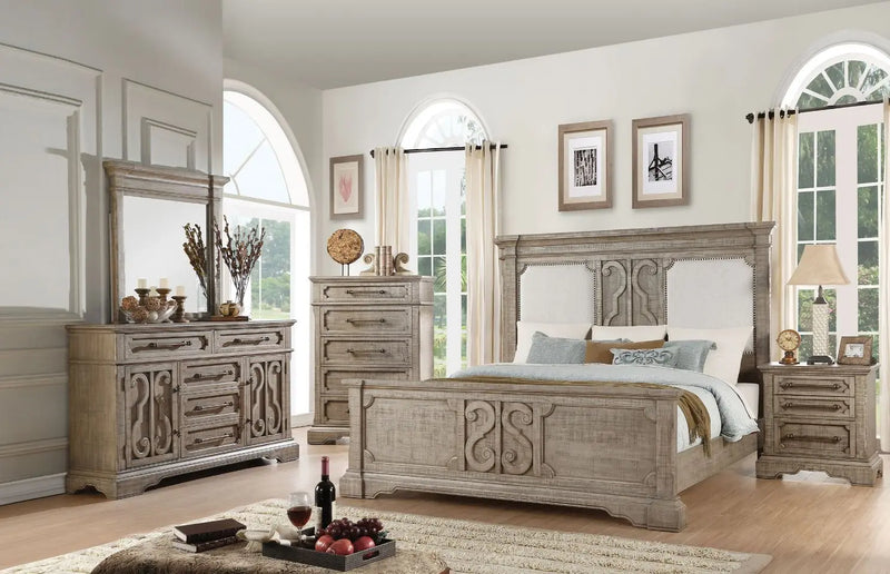 Abbot Queen Bed w/Accented Headboard and Footboard - Gray iHome Studio