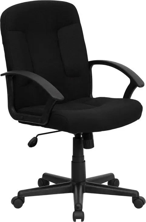 Aberdeen Mid-Back Black Fabric Executive Swivel Chair w/Nylon Arms iHome Studio